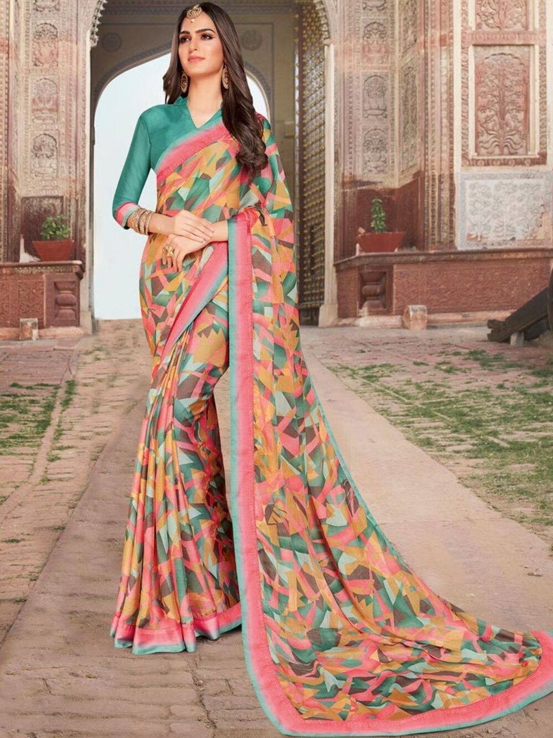 Vishal Prints Poly Chiffon Saree