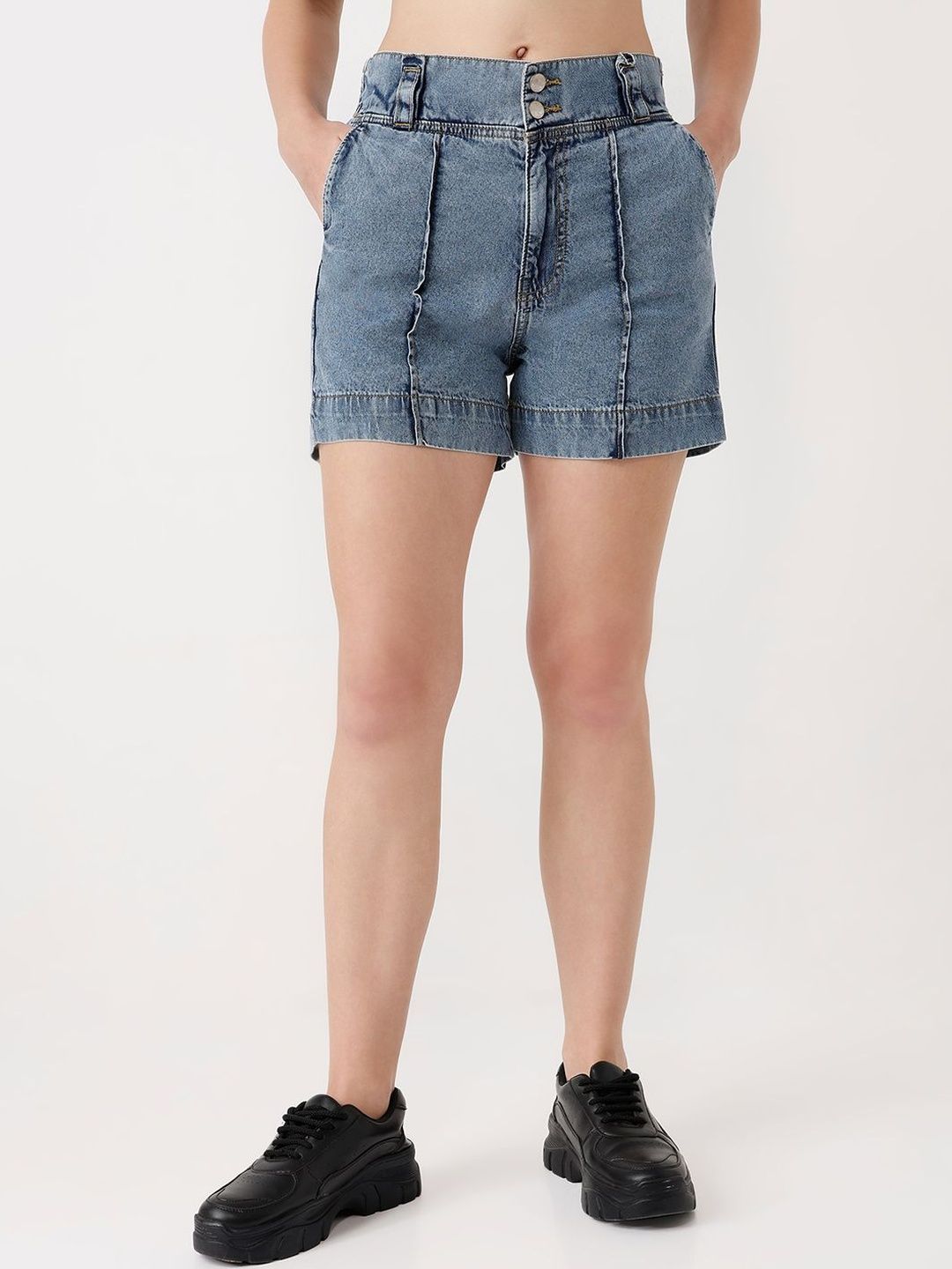 Kraus Jeans Women Slim Fit High-Rise Denim Shorts