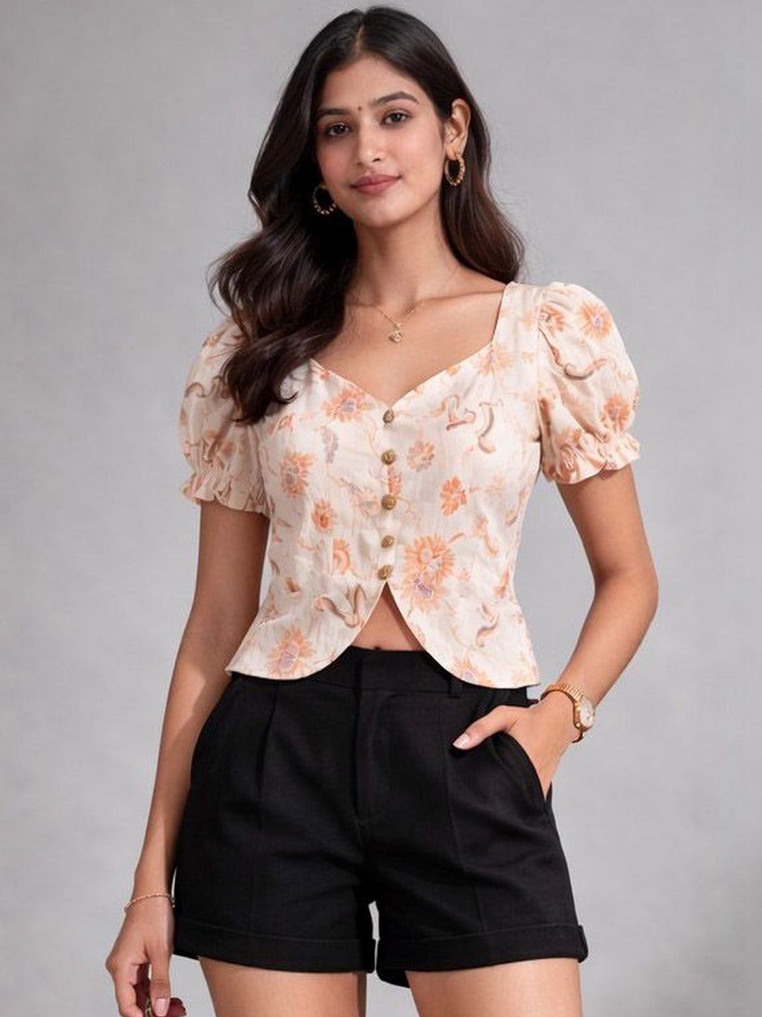 Ecolors Fab Women Comfort Floral Formal Shirt