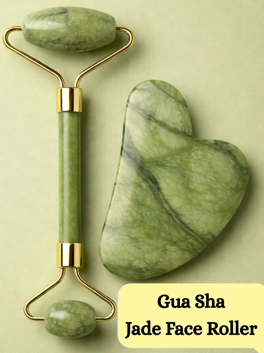 Crescent Set Of 2 Jade Gua Sha Face Roller