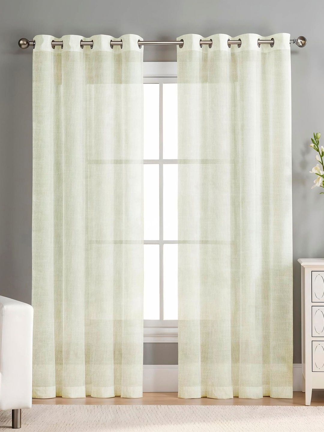 SIMPLYCURTAINS Cream-Coloured Set of 2 Sheer Door Curtain