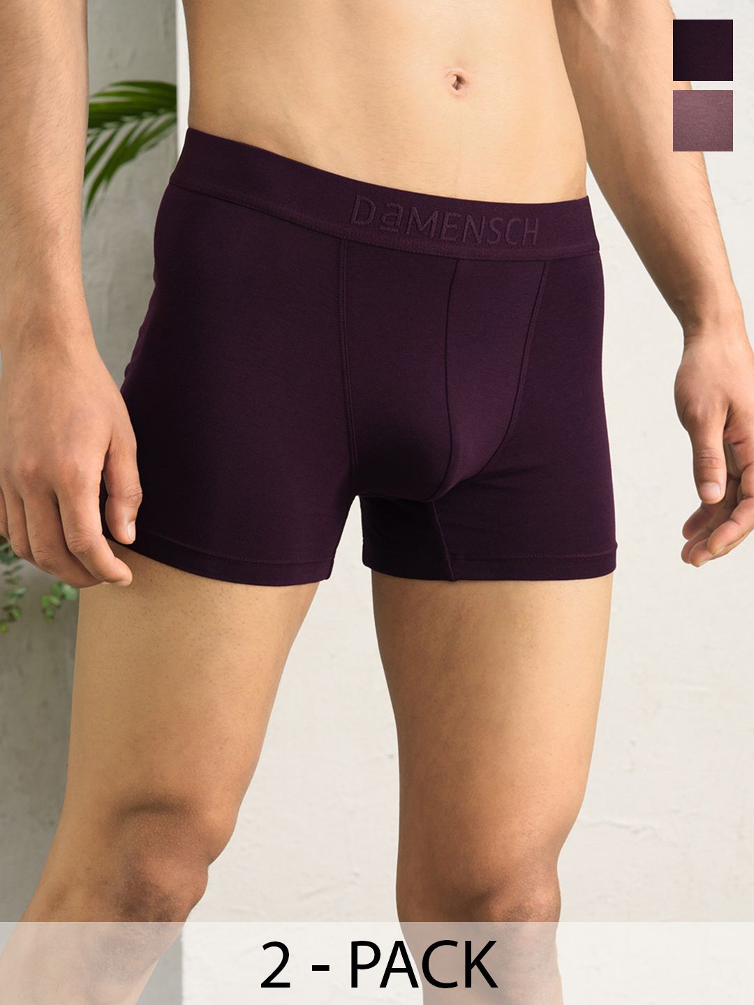 Buy DaMENSCH Pack Of 2 DEO SOFT Solid Premium Egyptian Cotton Modal Blend Trunk -  - Apparel for Men