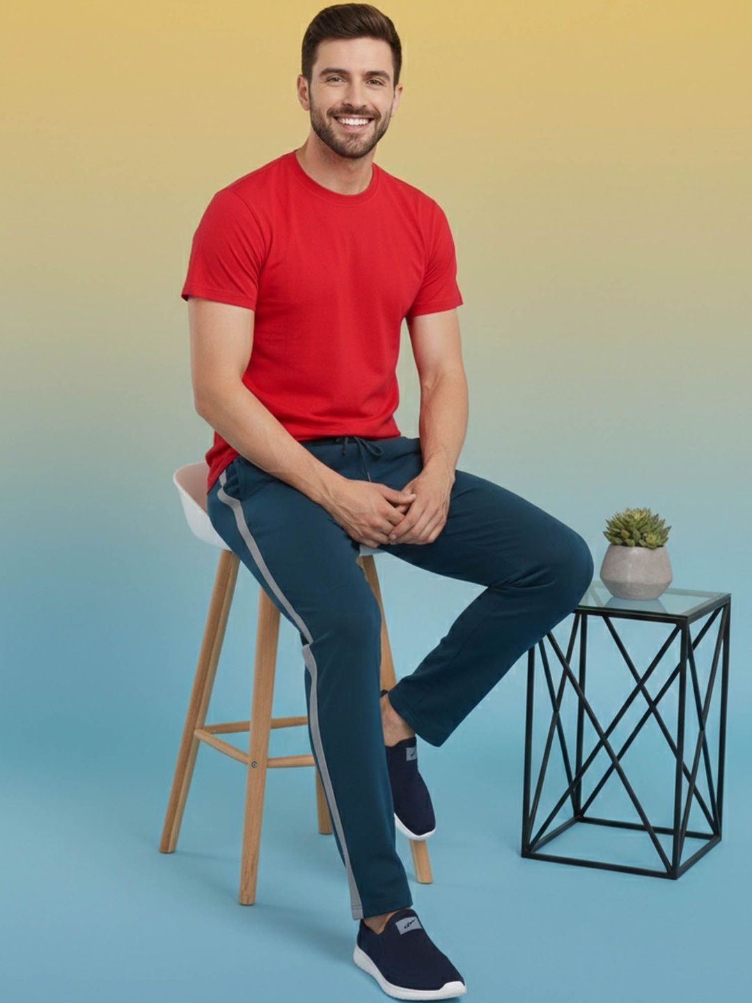 T.T. Round Neck T-Shirt With Trousers Co-Ords