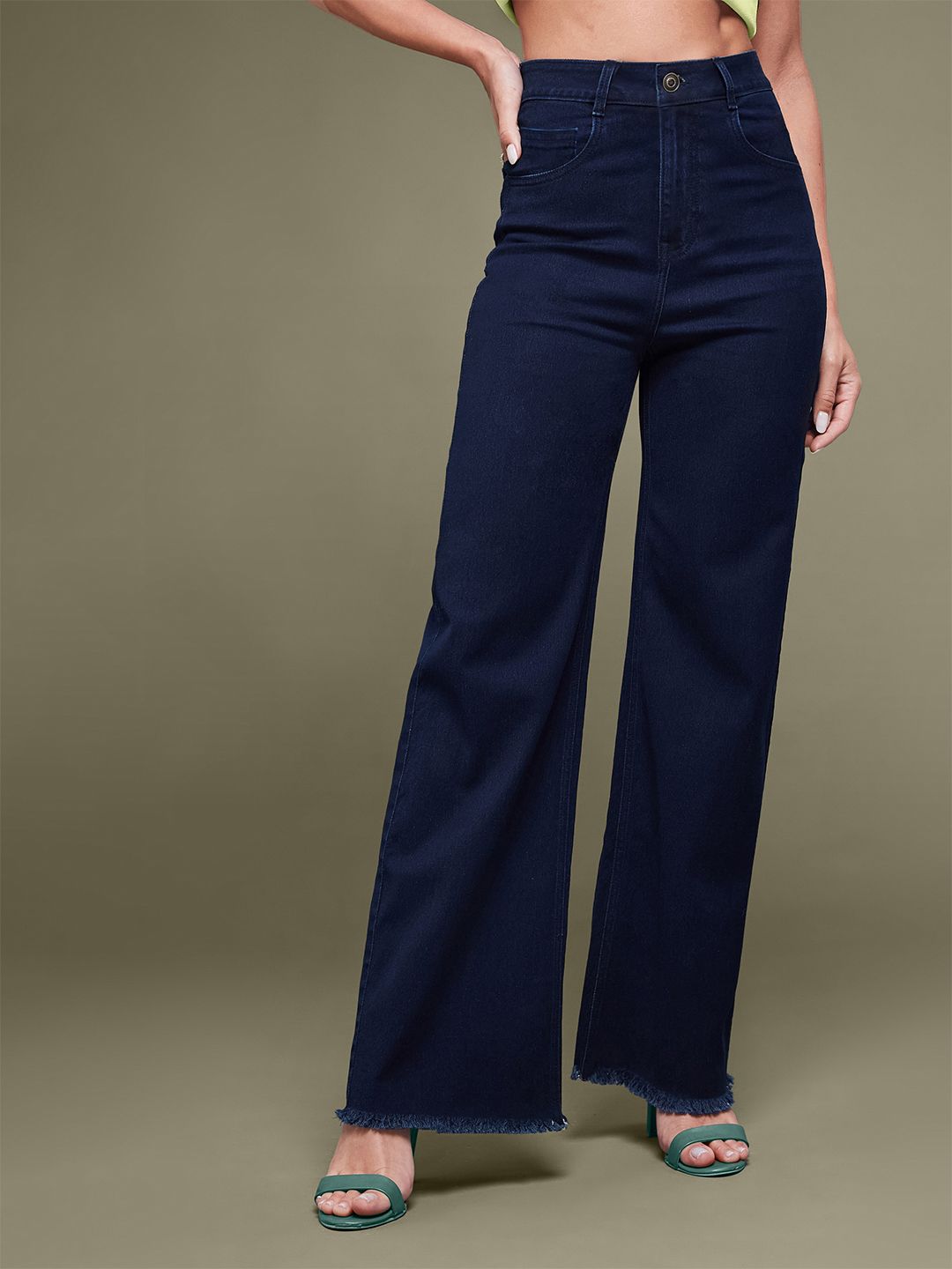 Miss Chase Women Wide Leg High-Rise Stretchable Jeans