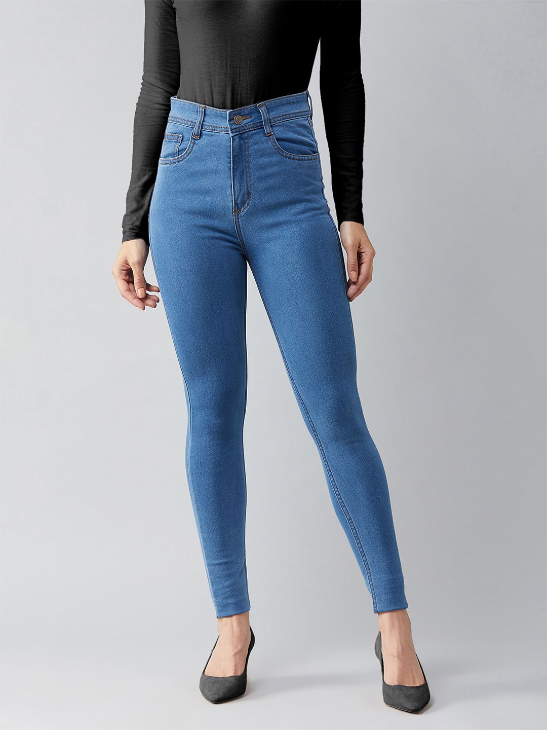Miss Chase Women Skinny High Rise Distressed Regular Length Denim Jeans