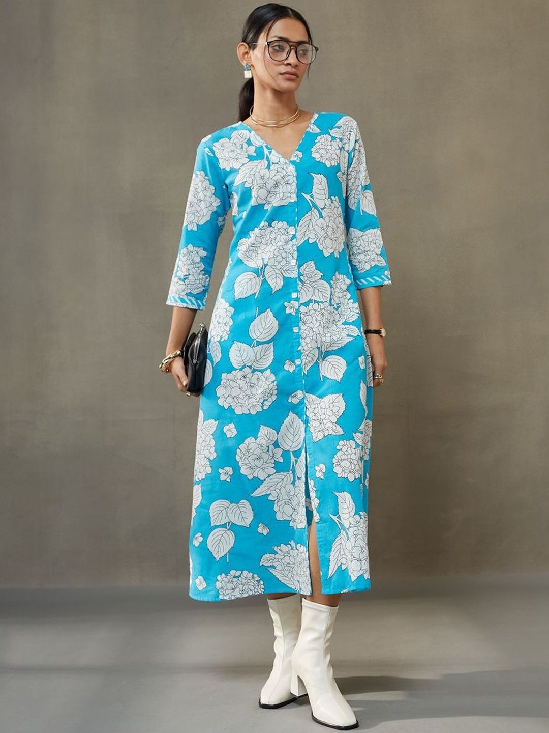 Navibhu Everyday Women Floral Printed Cotton Kurta