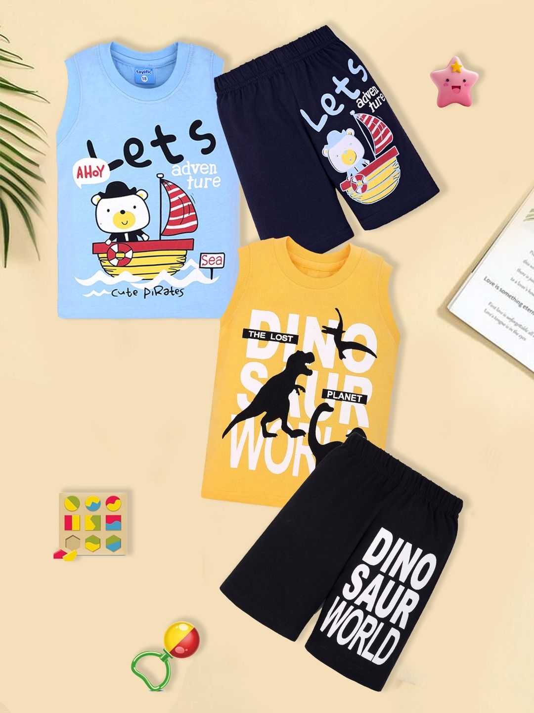 toyific Unisex Kids Printed T-shirt with Shorts