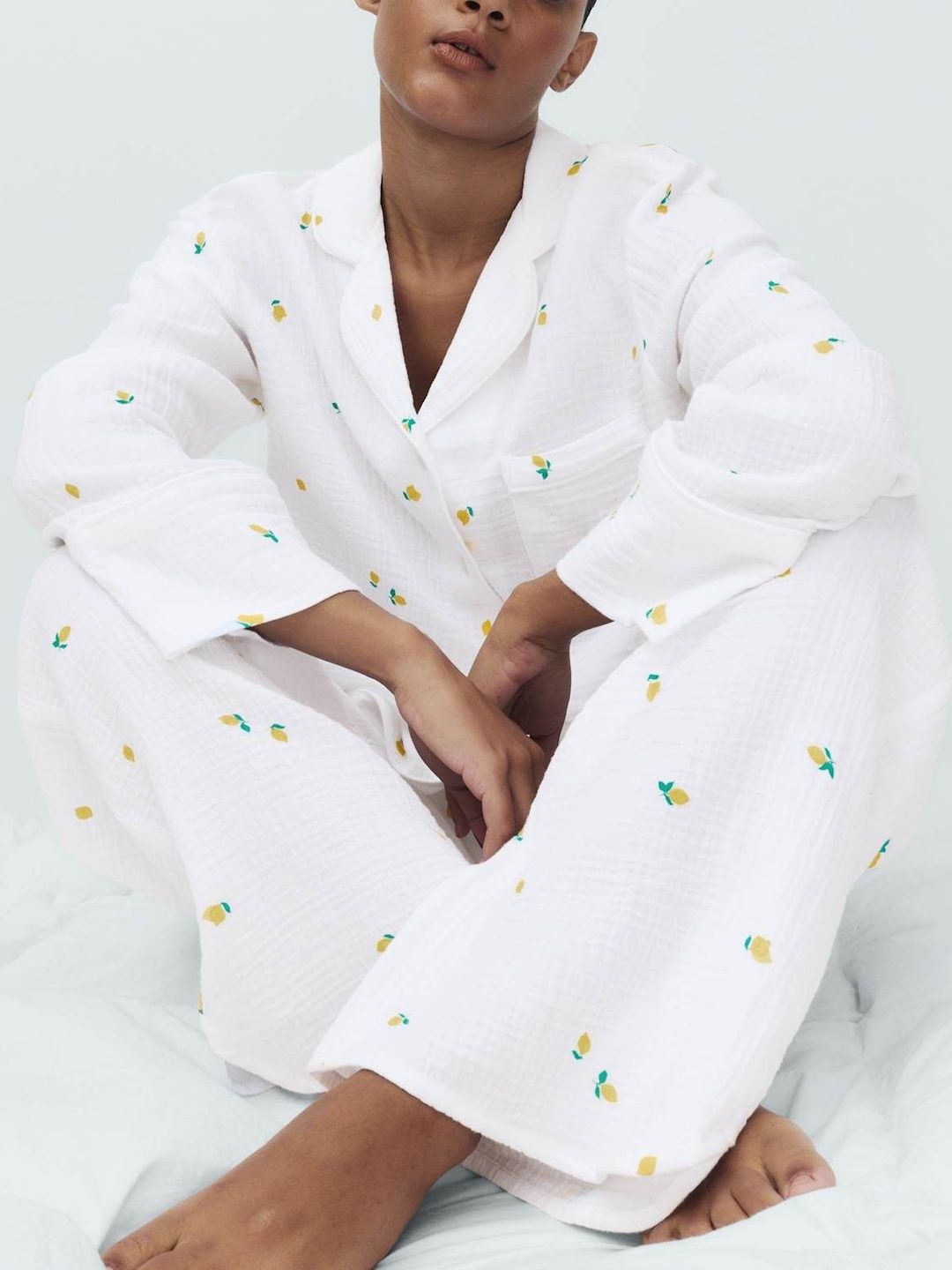Marks & Spencer Women Printed Pure Cotton Lapel Collar Revere Pyjama Set