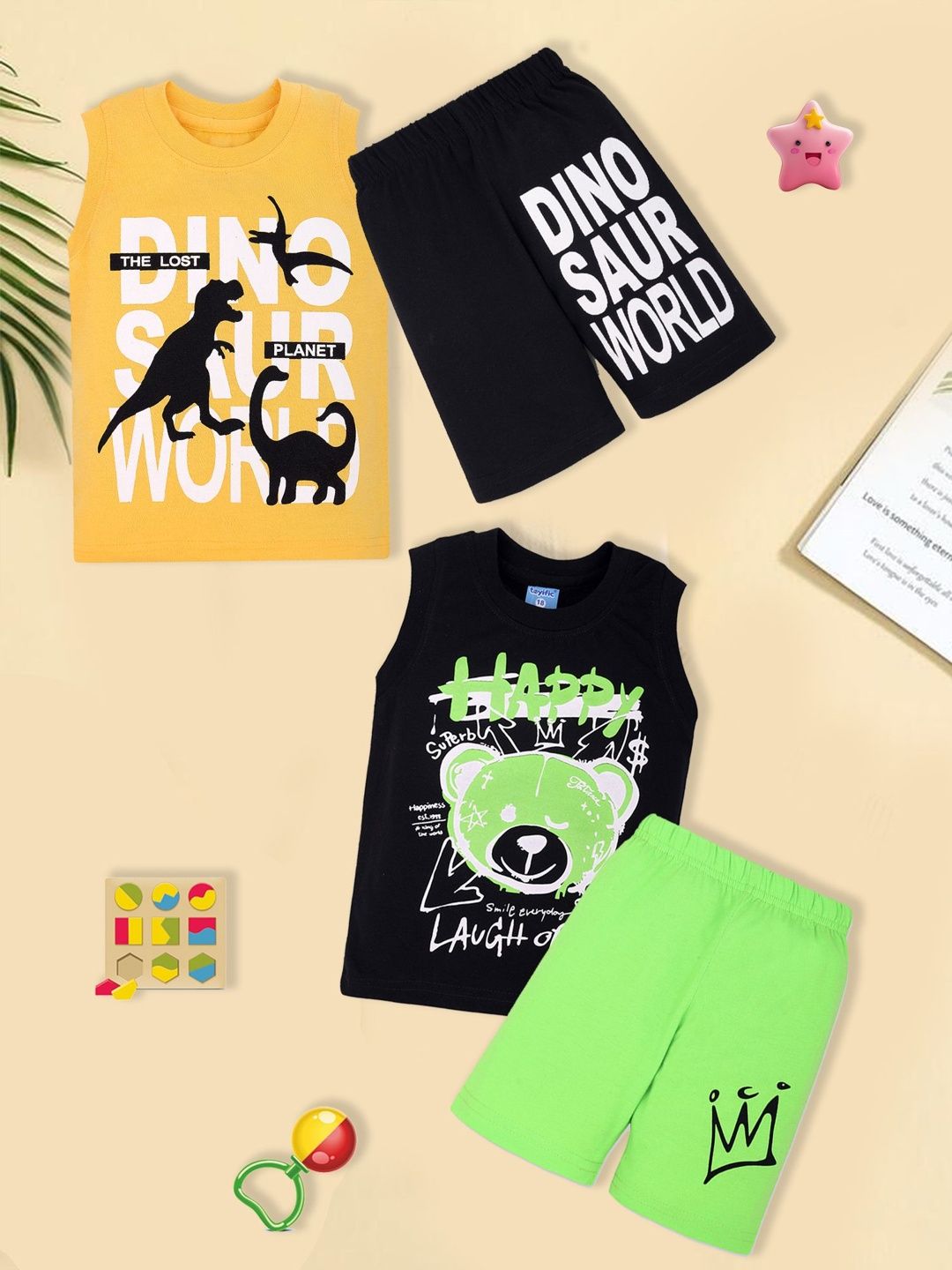 toyific Unisex Kids Printed T-shirt with Shorts