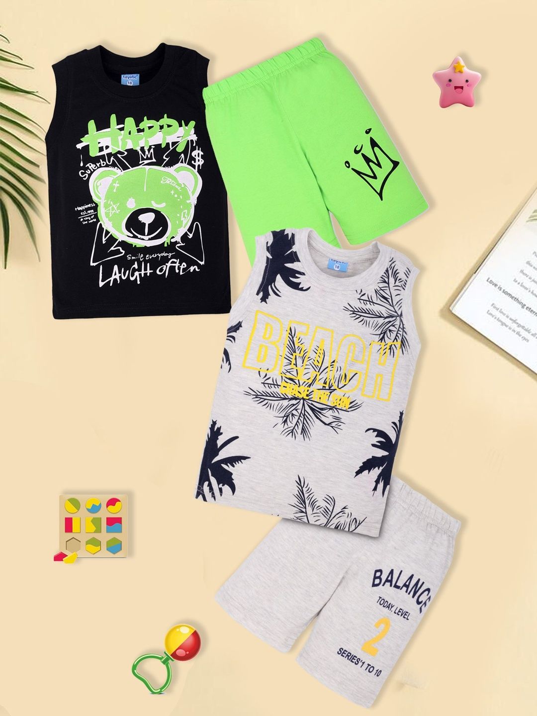 toyific Unisex Kids Printed T-shirt with Shorts