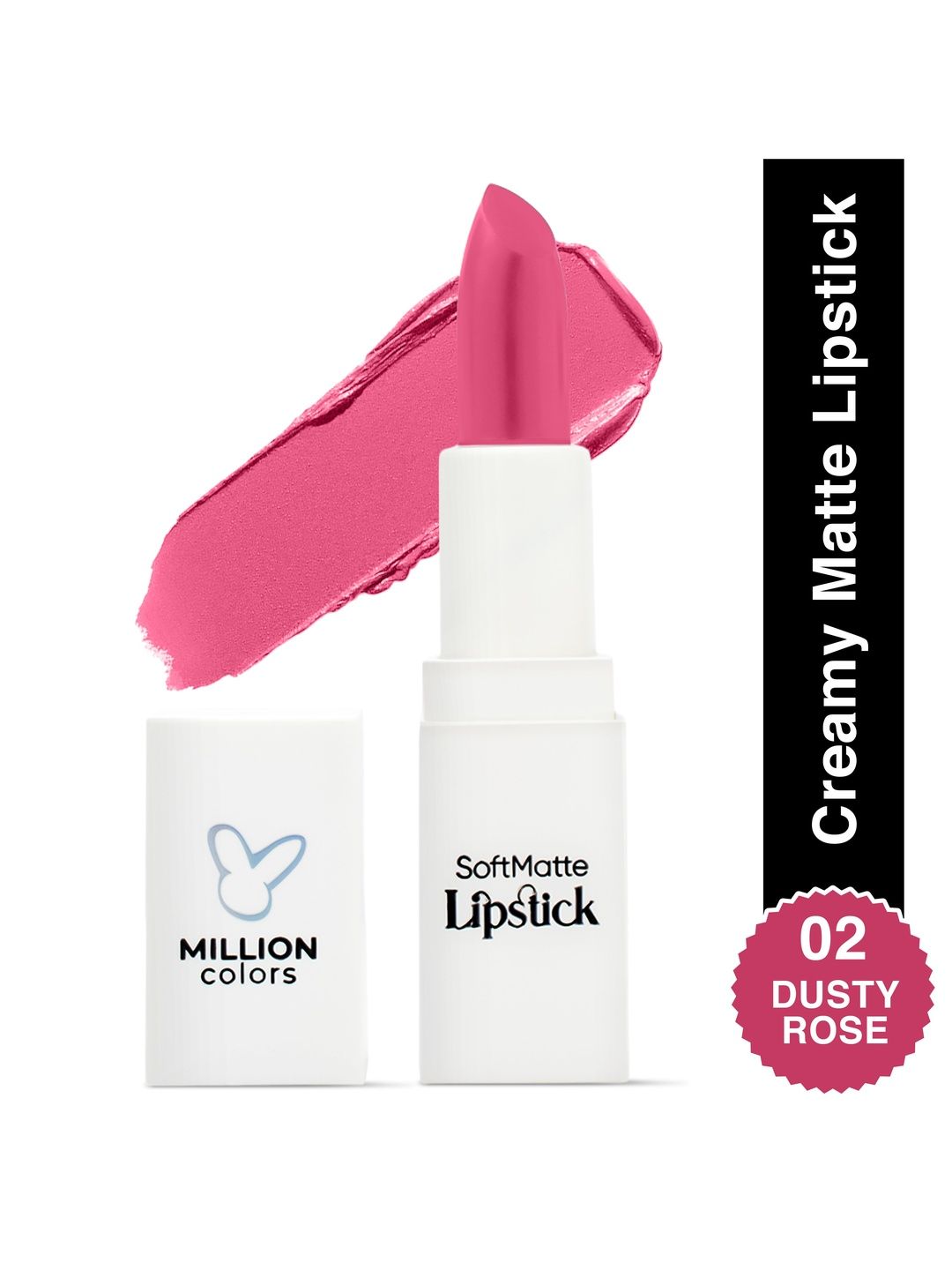 Million Colors Creamy Matte Bullet Lipstick With Almond Oil - Dusty Rose 02 -3.5 g