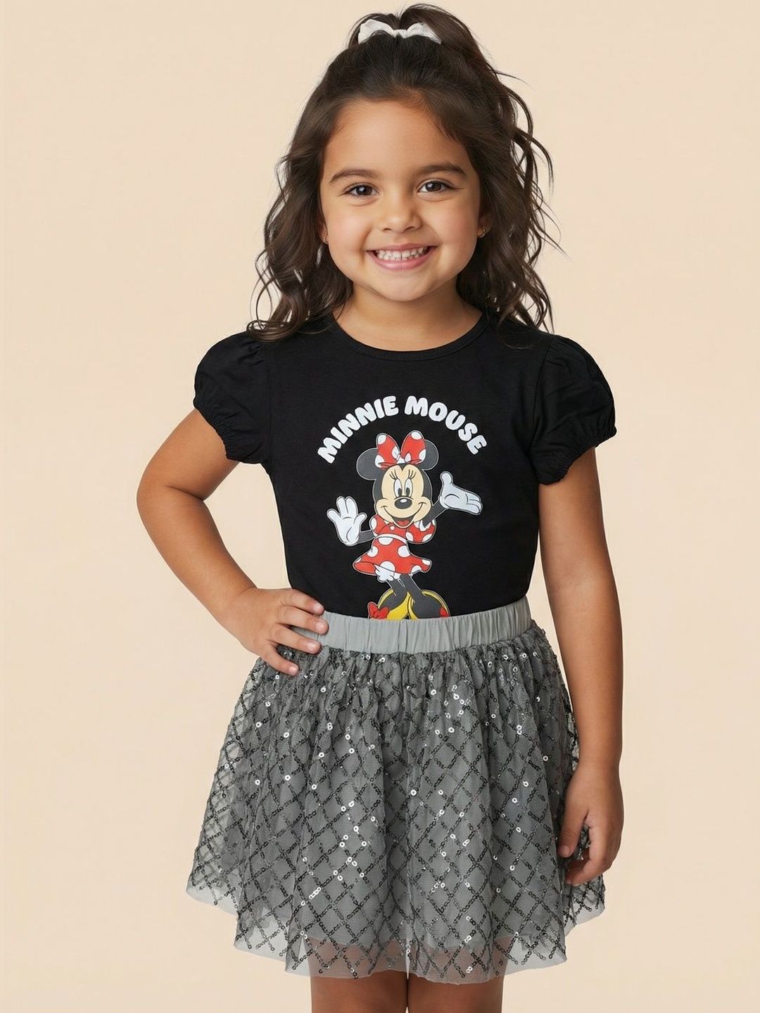 Girls Printed T-shirt with Skirt