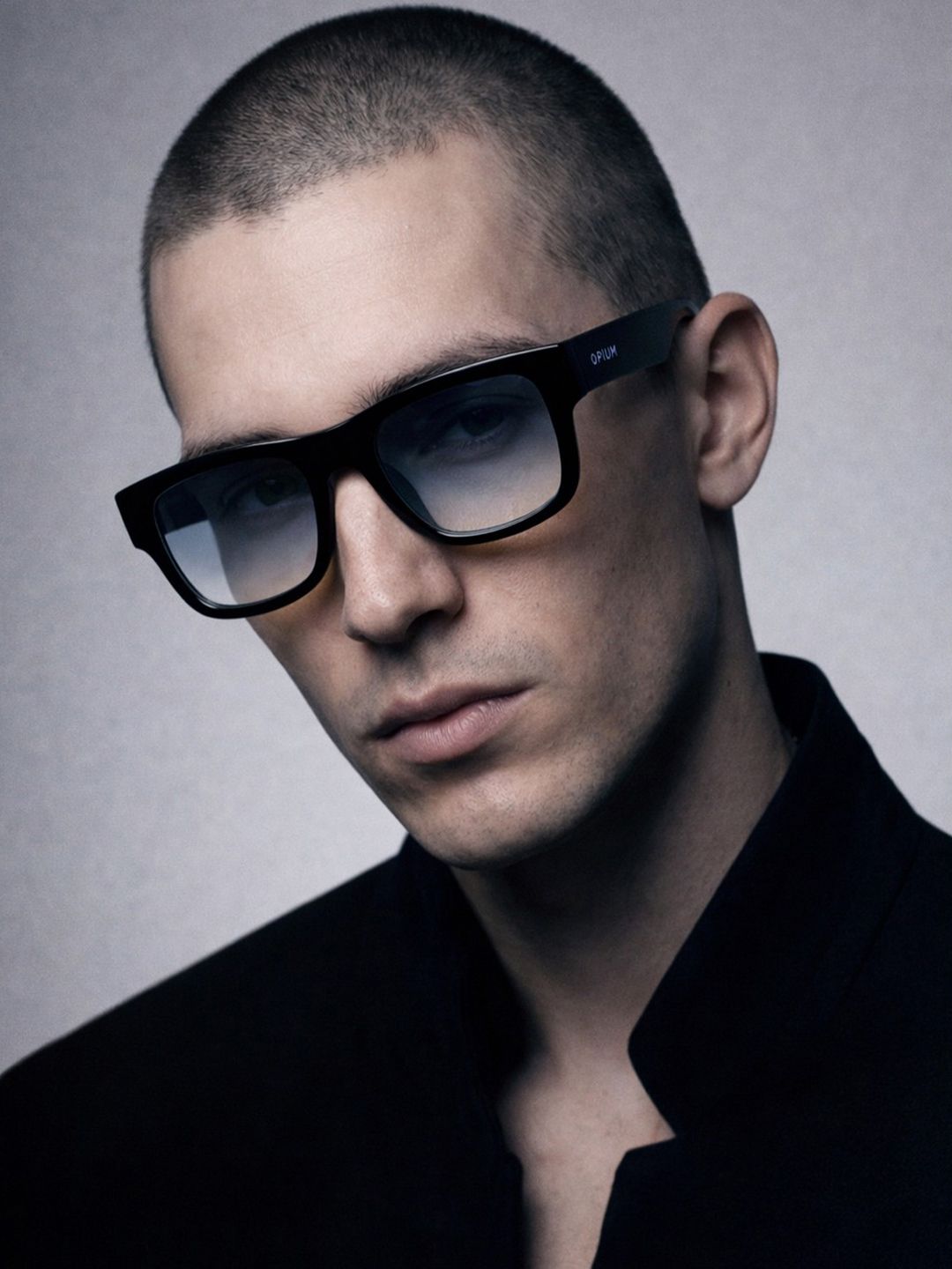 OPIUM Men Blue Lens & Black Wayfarer Sunglasses with