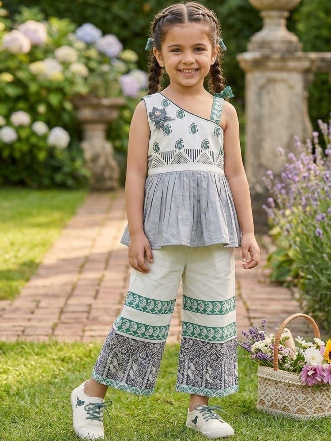 NEW GEN Girls Paisley Printed Top with Palazzos