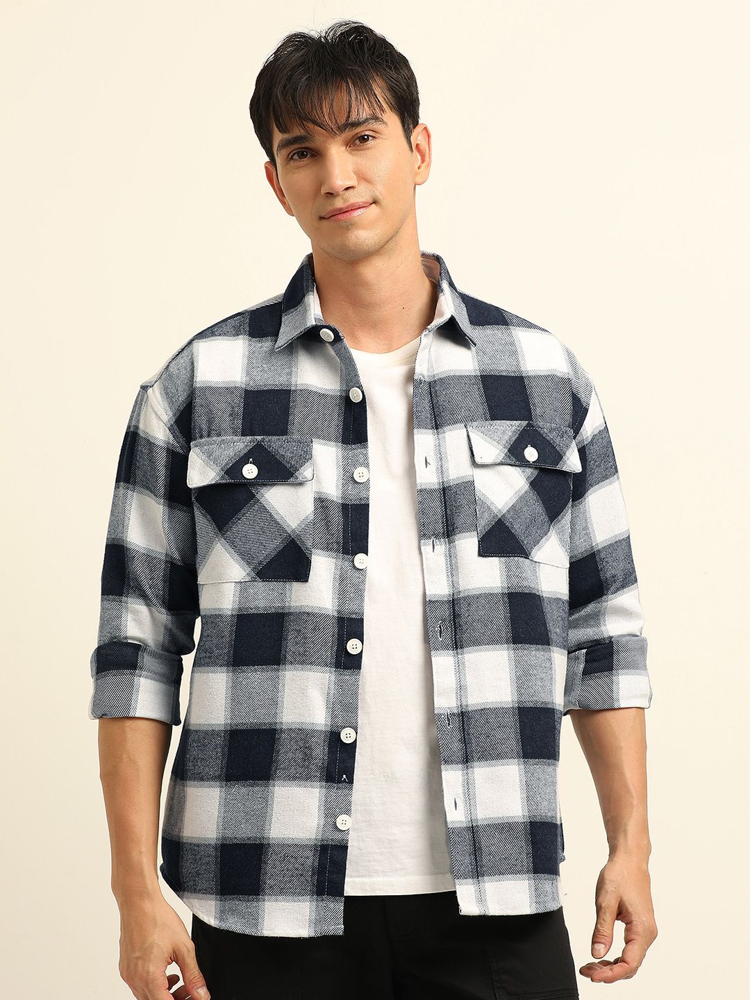 Buy Bushirt Oversized Fit Pure Cotton Casual Shacket -  - Apparel for Men