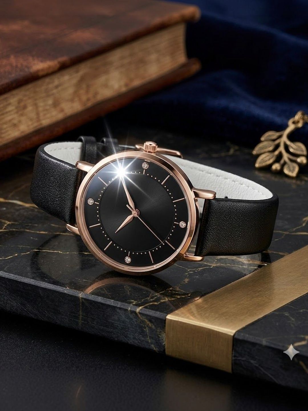 Moover Women Dial & Leather Straps Watch LINEdiltr-black-0j6