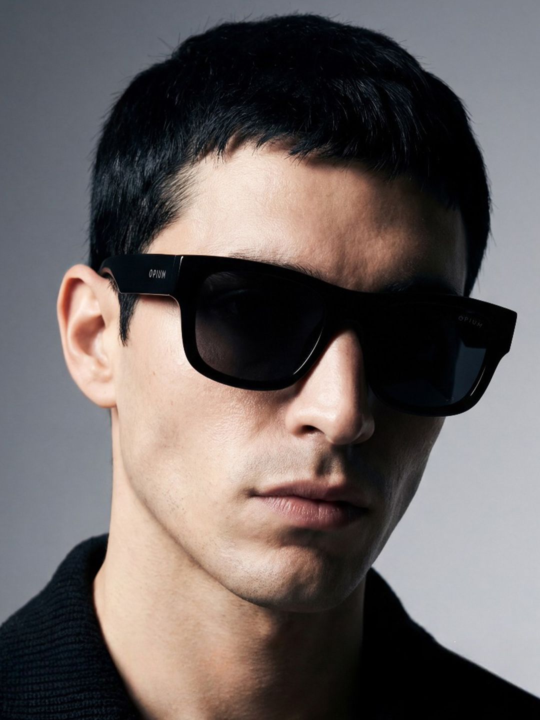 OPIUM Men Grey Lens & Black Wayfarer Sunglasses with