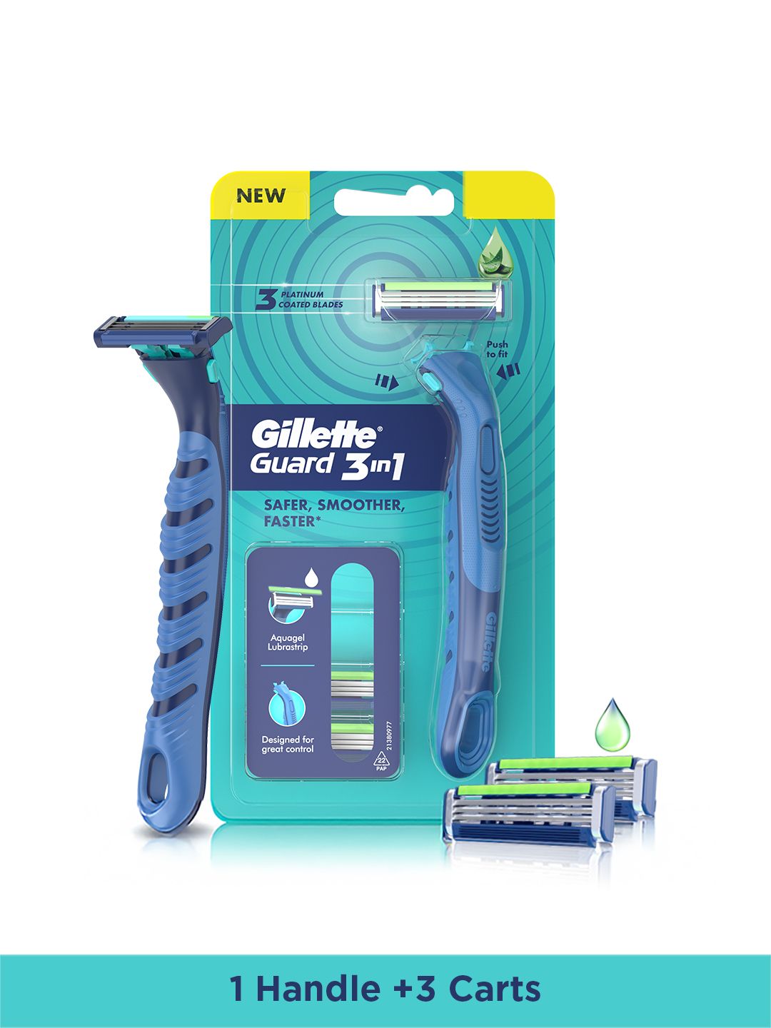 Gillette Guard 3in1 Mens Razor - 2 Cartridge + 1 Razor