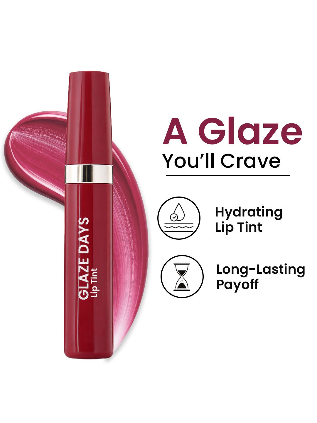 SWISS BEAUTY Glaze Days Juicy Glazed Lip Tint With Vitamin E 4.2g - Magenta Rush