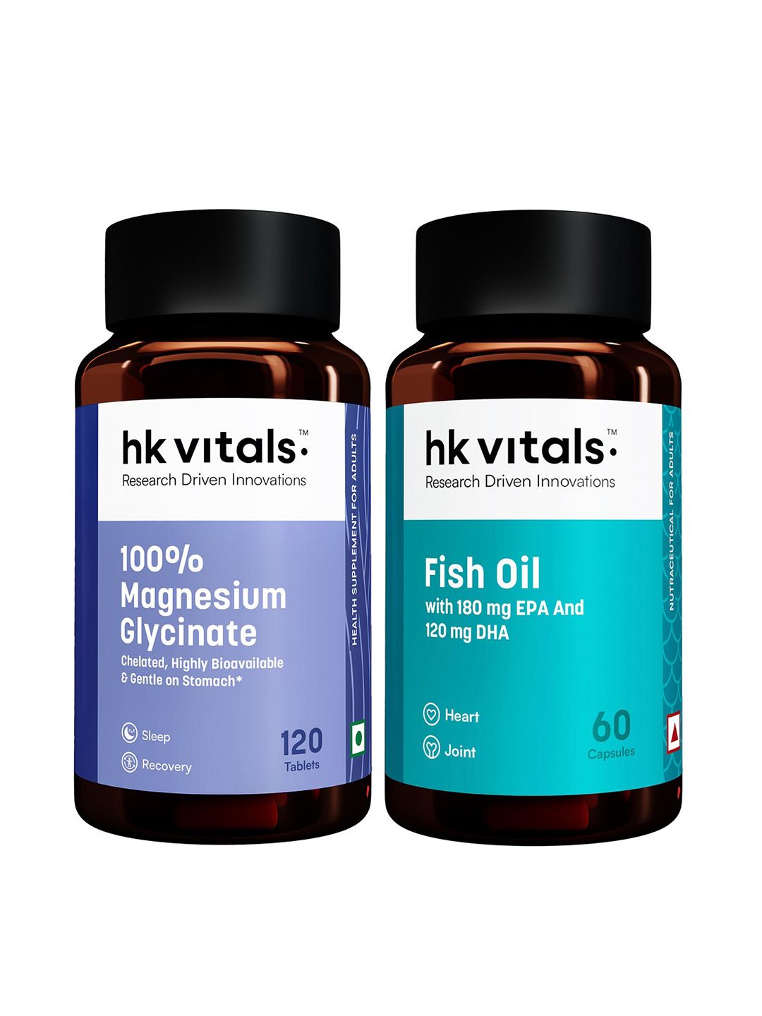 Buy HK VITALS Set Of 2 Magnesium Glycinate  120 Tablets & Fish Oil  60 Capsule -  - Personal Care for Unisex