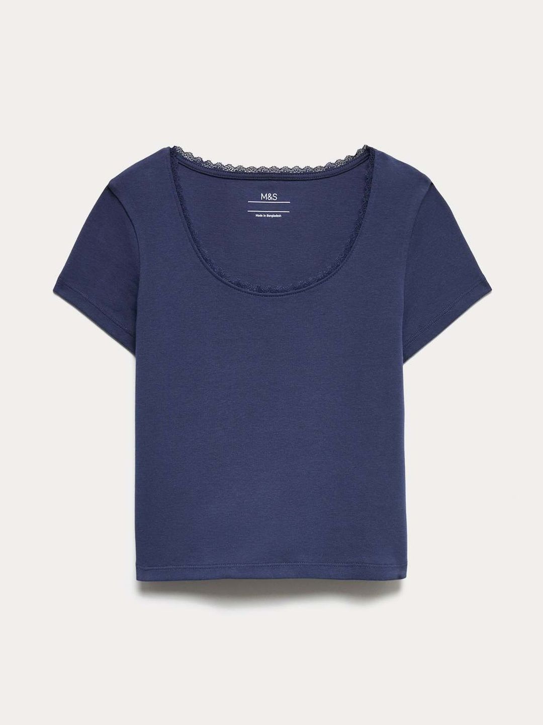 Girls Lace Trim Fitted Crop Cotton Sleeveless T-Shirt