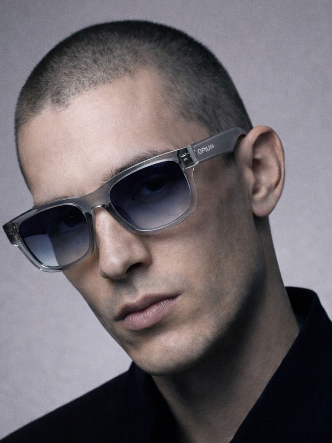 OPIUM Men Blue Lens & Silver-Toned Wayfarer Sunglasses with