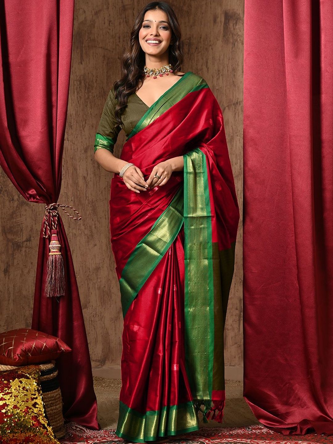 UMANTA Zari Silk Cotton Paithani Saree