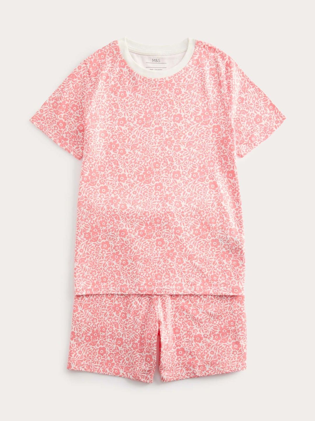 Marks & Spencer Girls Kids Floral Pure Cotton Short Sleeves Short Pyjamas (1-16 Yrs)