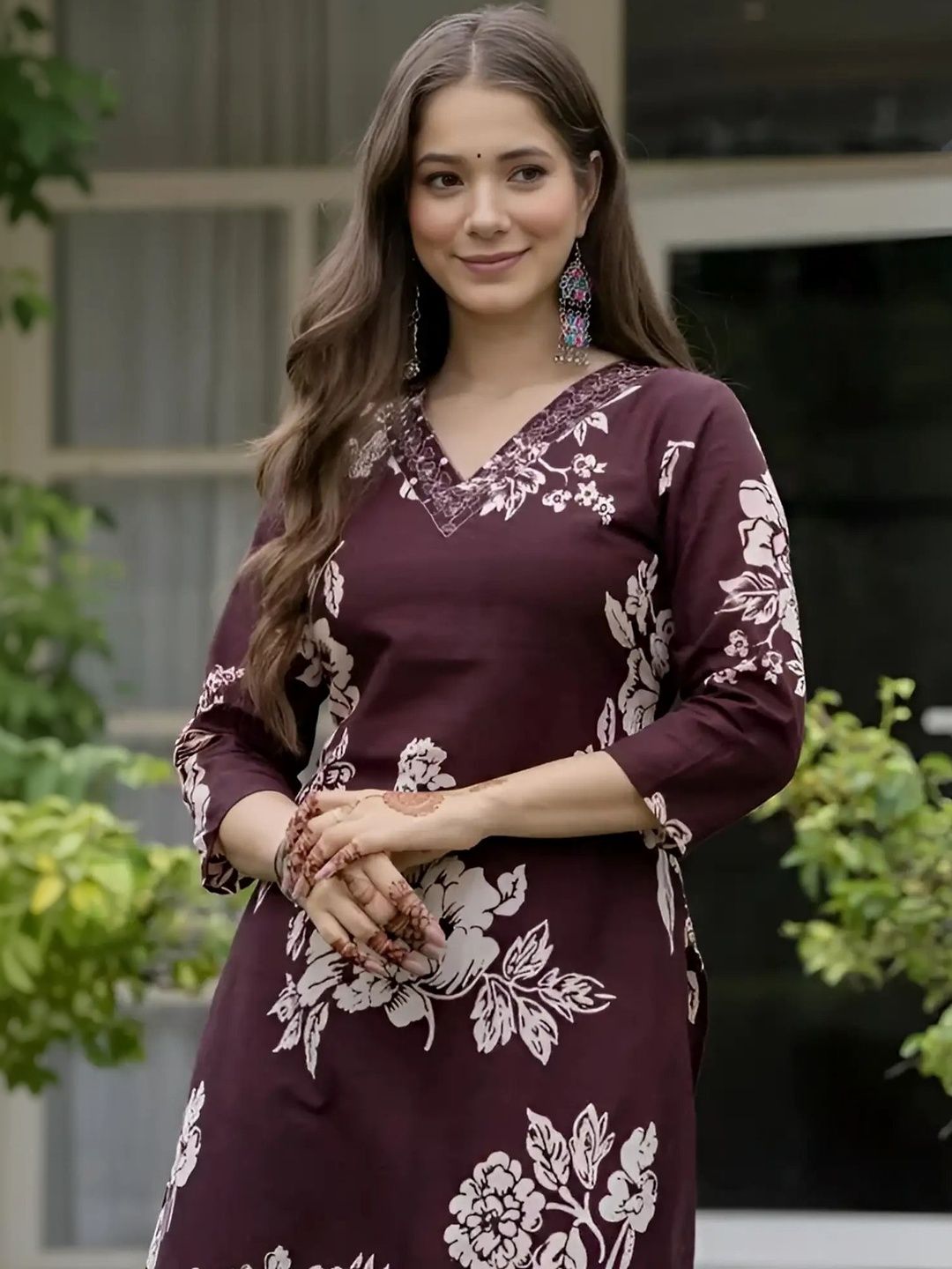 RSAM FASHION Women Printed Empire Beads and Stones Kurta with Palazzos