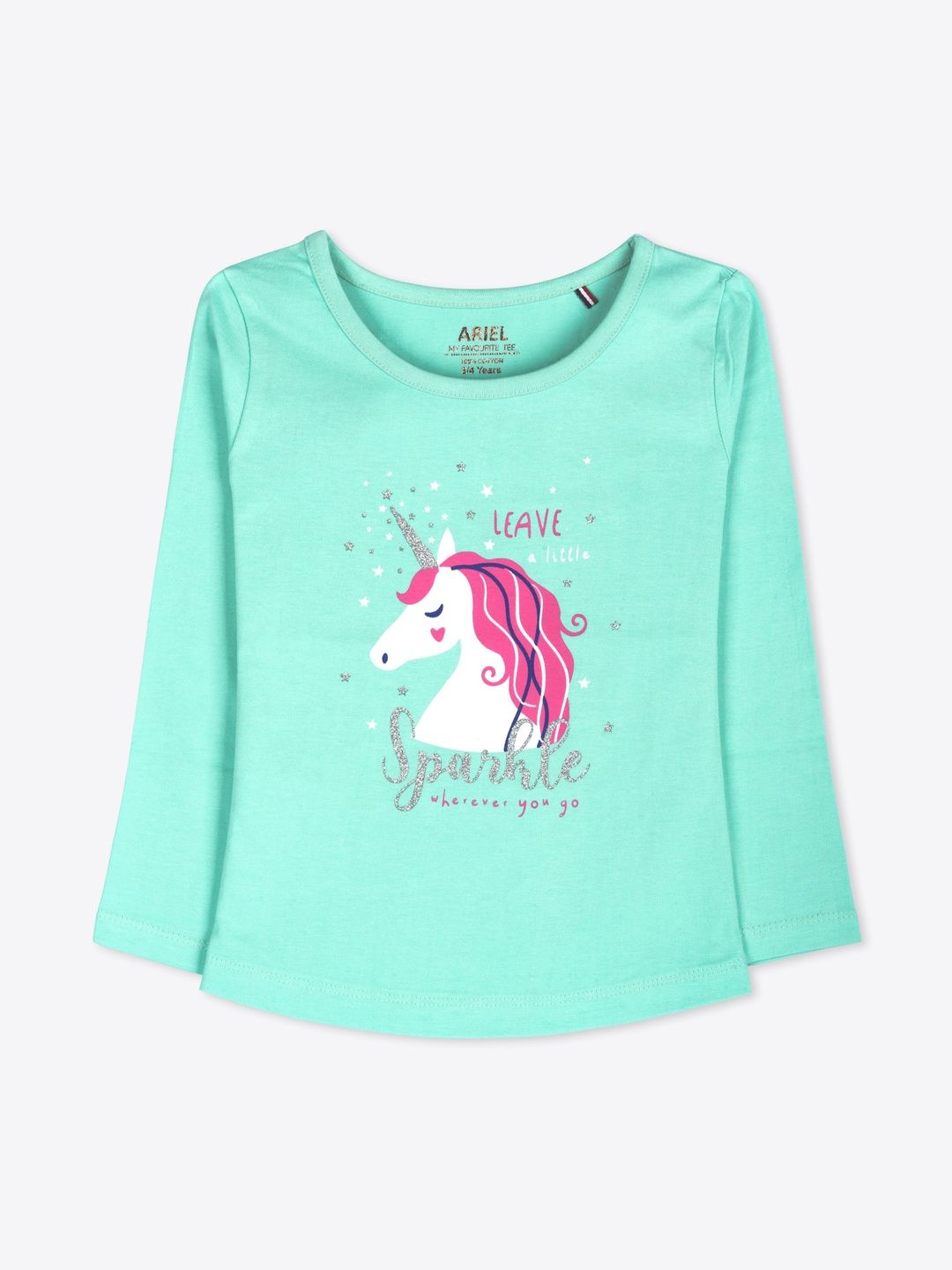 ariel Girls Cotton Graphic Printed Full Sleeve Regular Fit Tshirts