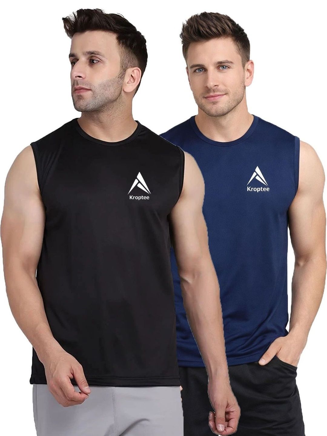 Kroptee Pack of 2 Cotton Blend Gym Vest