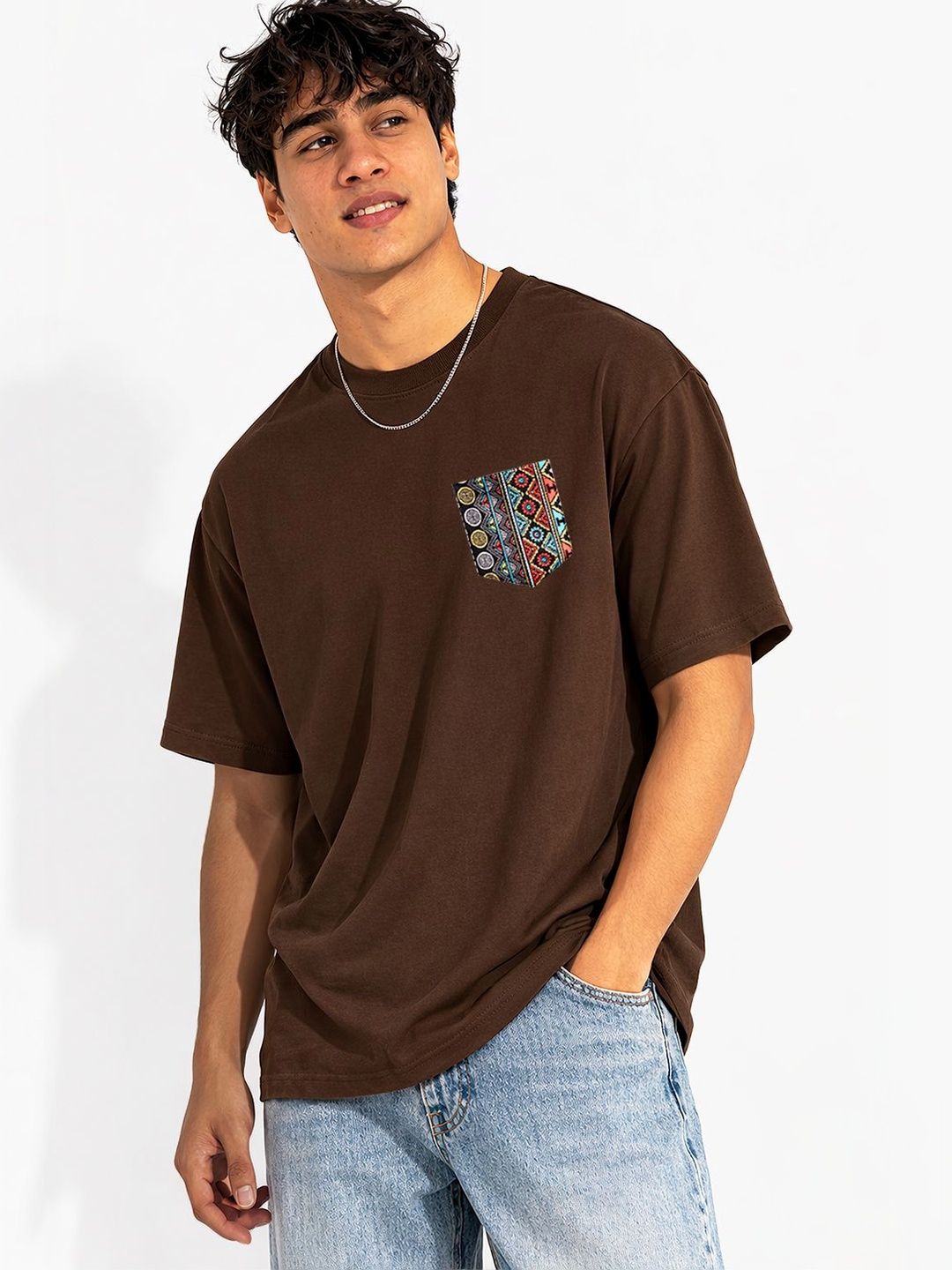 Mast & Harbour Men Drop-Shoulder Sleeves Cotton T-shirt