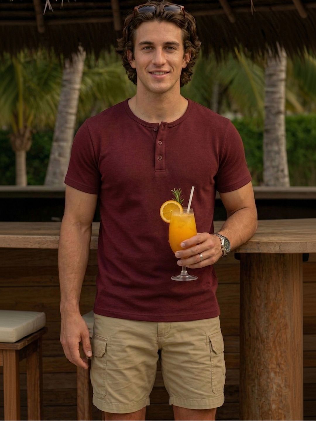 LEON Men Henley Neck T-shirt