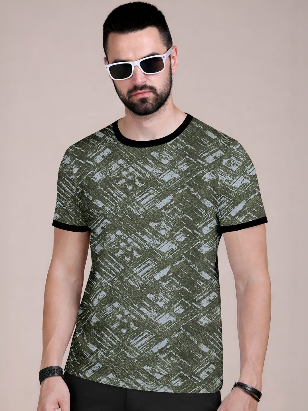 MODALEN Men Abstract Printed Round Neck Tshirts