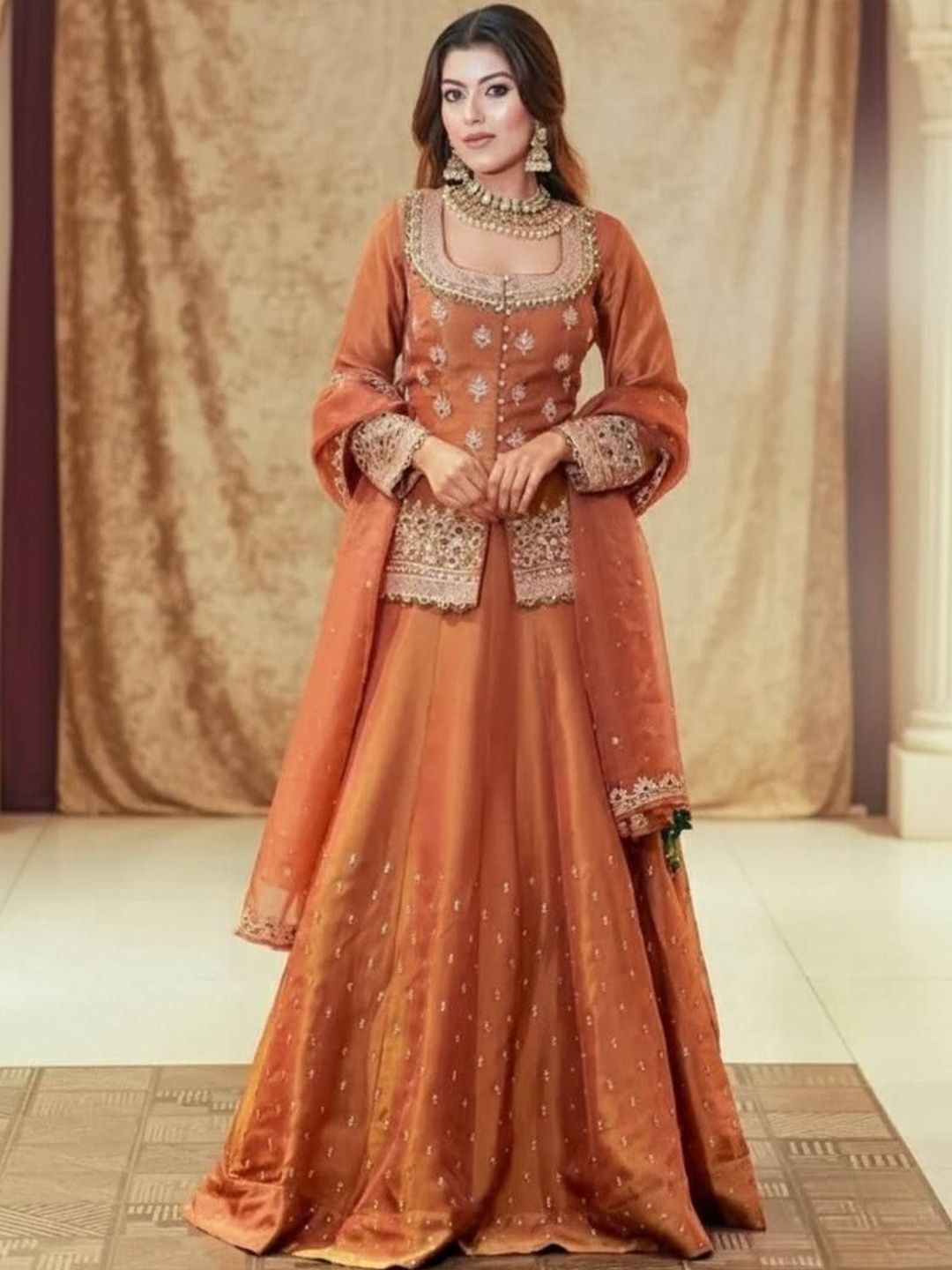 Social geek Women Embroidered Regular Kurta with Skirt & With Dupatta