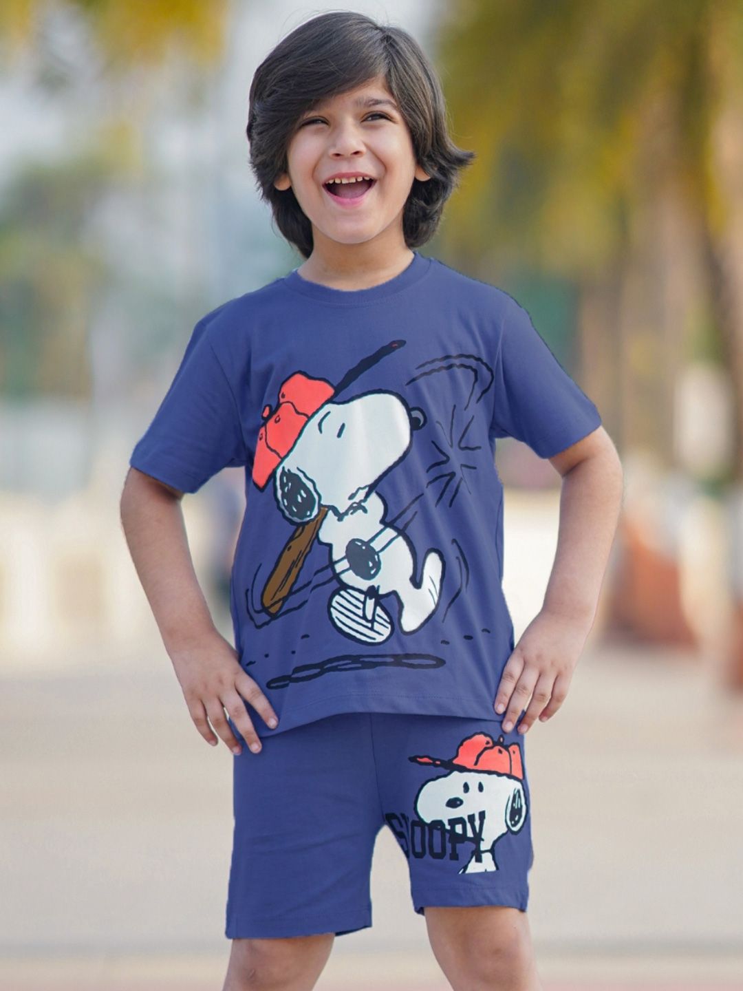 Buy Nap Chief Infants Unisex Peanuts Snoopy Baseball Printed Cotton T Shirt With Shorts -  - Apparel for Unisex Kids