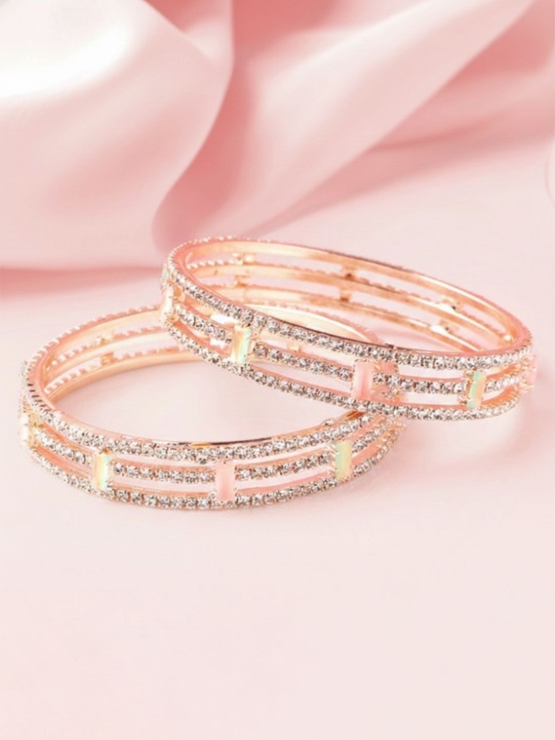 Panini jewels Set of 2 Rose Gold-Plated Crystals Bangles