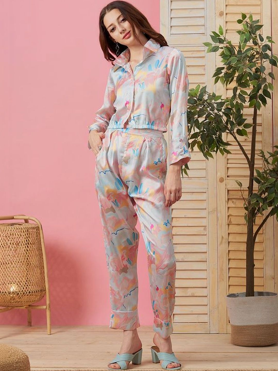 MYRIE Cotton Printed Shirt with Trousers