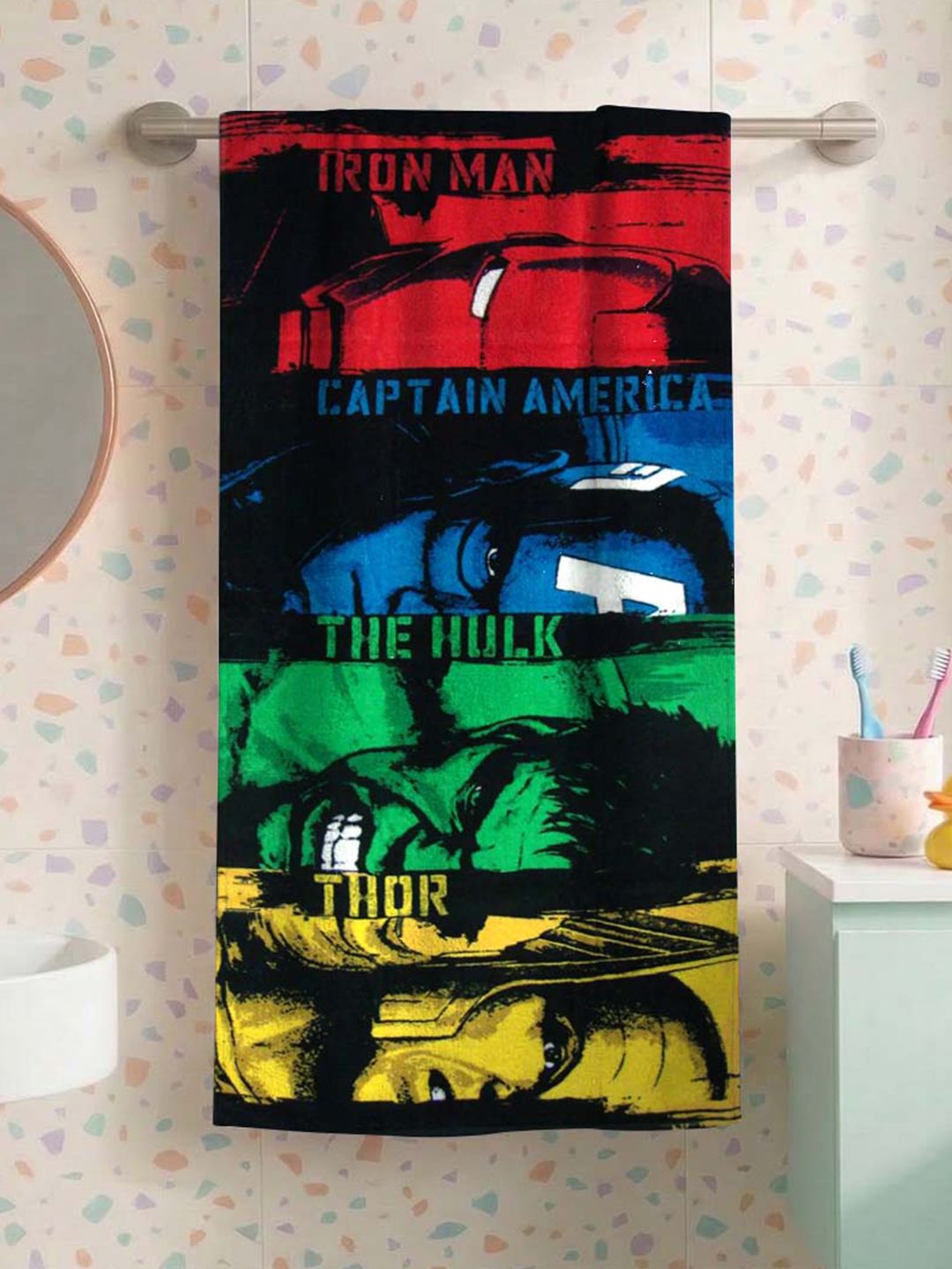 Marvel Avengers Athom Trendz Pure Cotton 350GSM Super Soft Kids Regular Bath Towel-24x47In