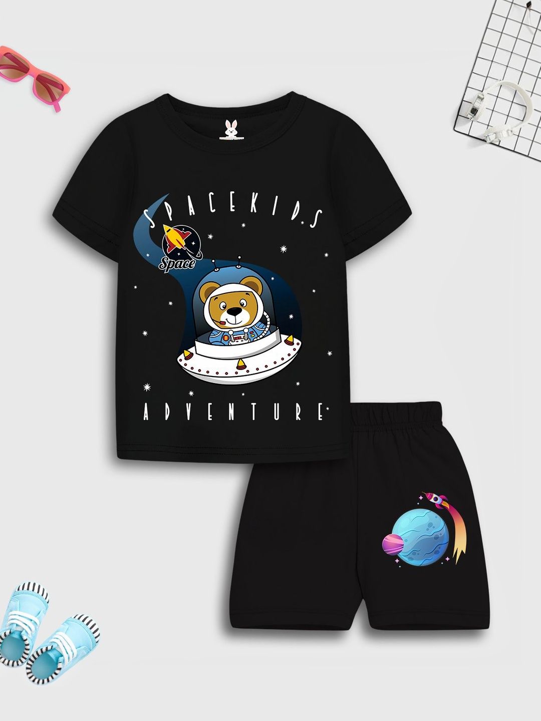 KIDSCRAFT Boys Printed T-shirt with Shorts