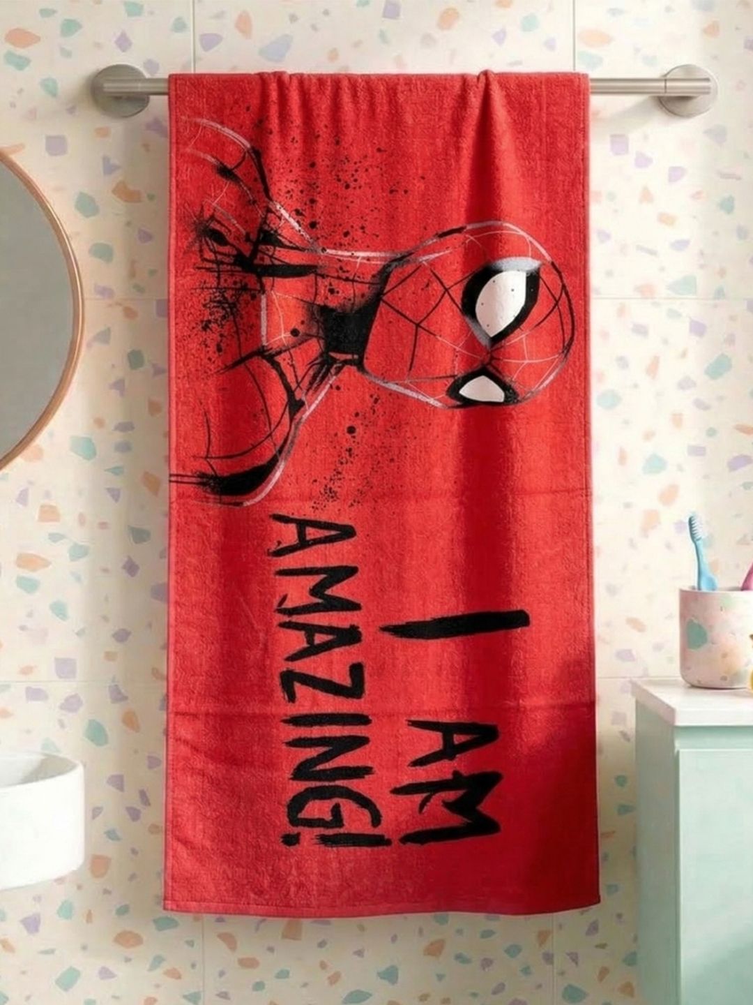 Marvel Cartoon Characters Pure Cotton 350GSM Super Soft Kids Regular Bath Towel-24x47In