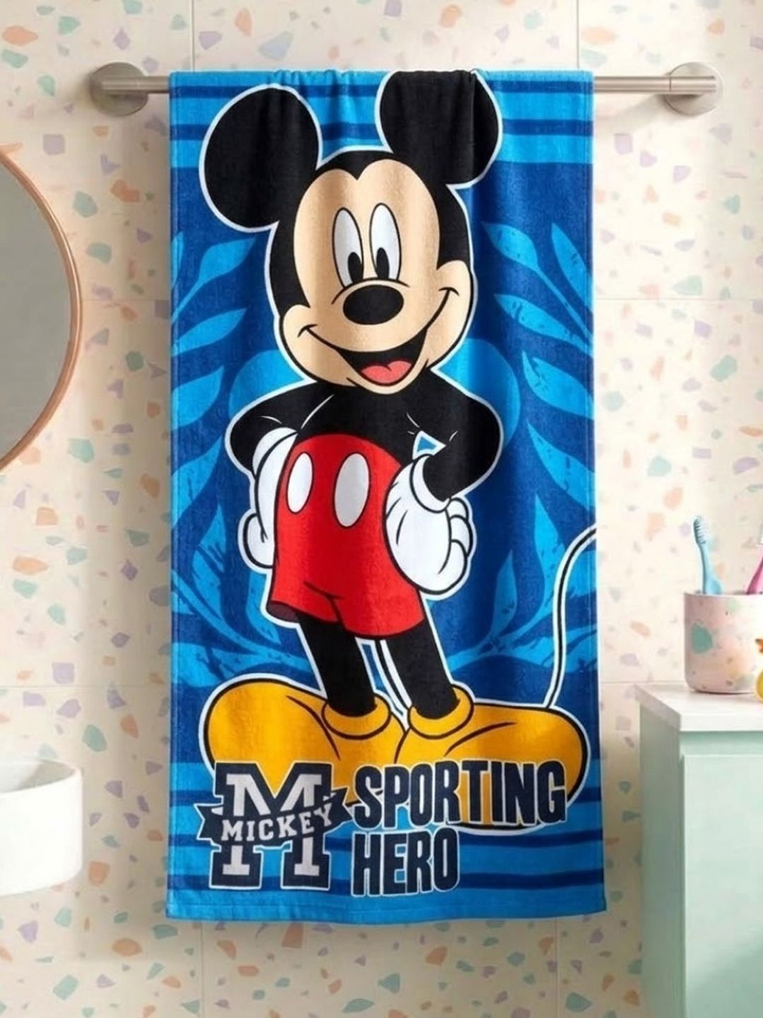 Disney Mickey Mouse Pure Cotton 350GSM Super Soft Kids Regular Bath Towel-24x47In