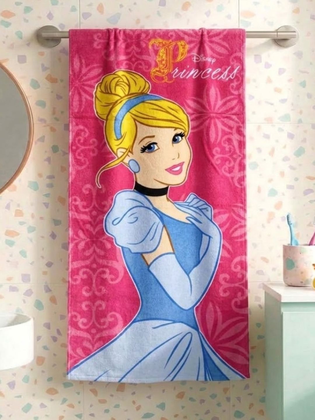 Disney Princess Cotton 350GSM Super Soft Kids Regular Bath Towel-24x47In