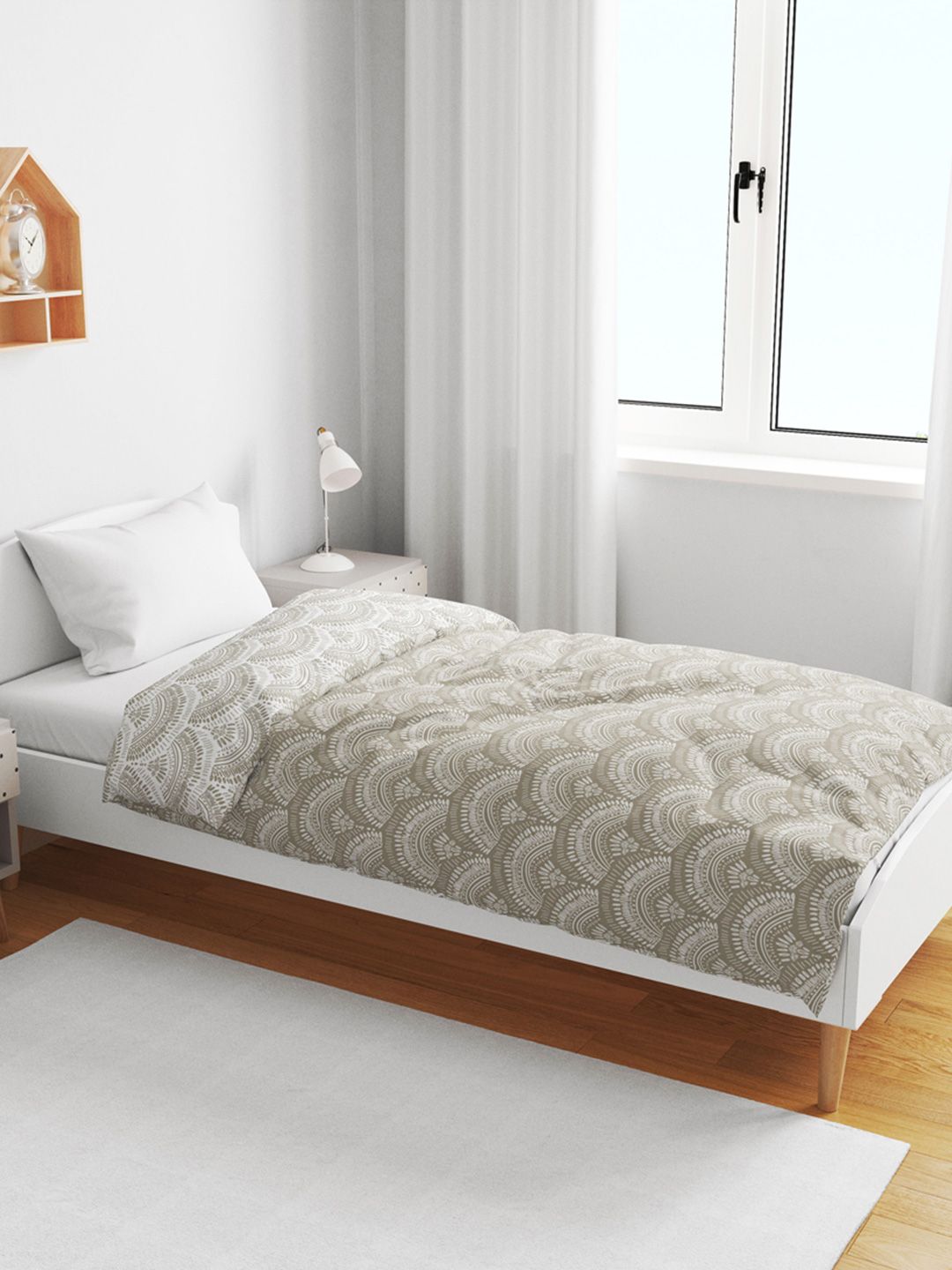 Divine Casa Soybean & White Floral Microfiber AC Room 120 GSM Single Kids Dohar Blanket