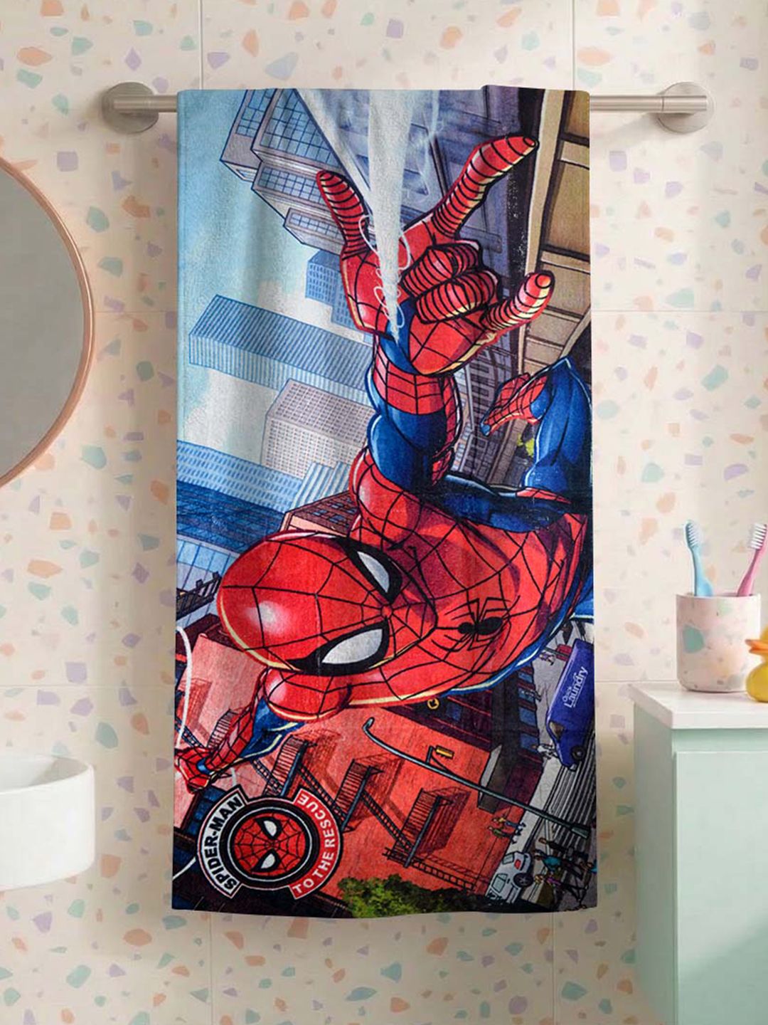 Marvel Spiderman Cotton 350GSM Super Absorbent Kids Regular Bath Towel-24x47In