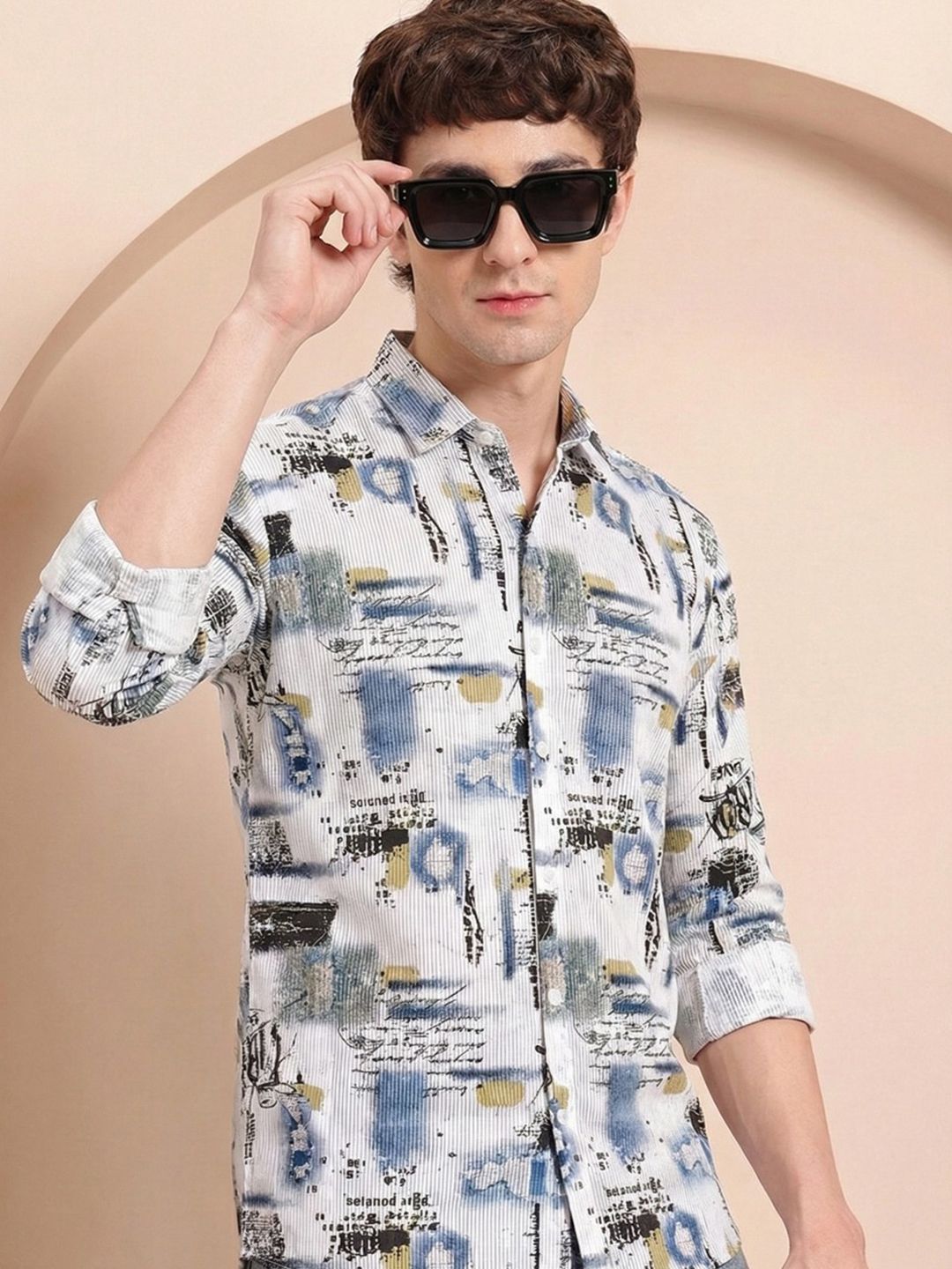 VORTEX Abstract Printed Spread Collar Original Regular Fit Casual Shirts