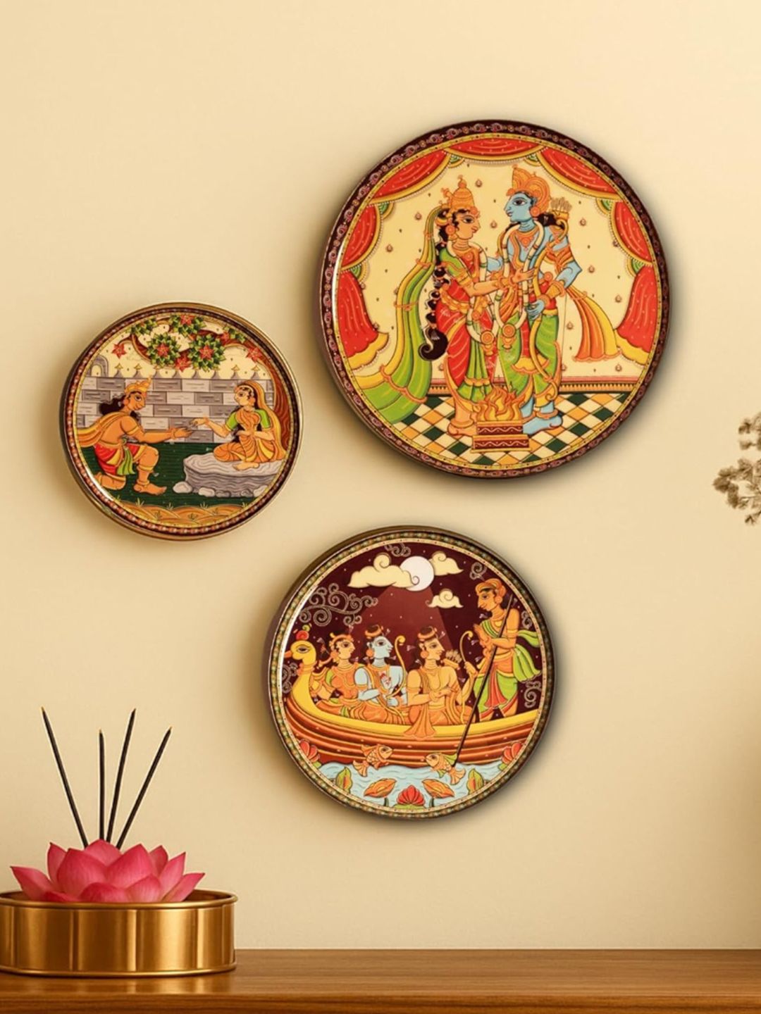 RITUALISTIC Set of 3 Ramayan For Home Decoration Metal Wall Plates