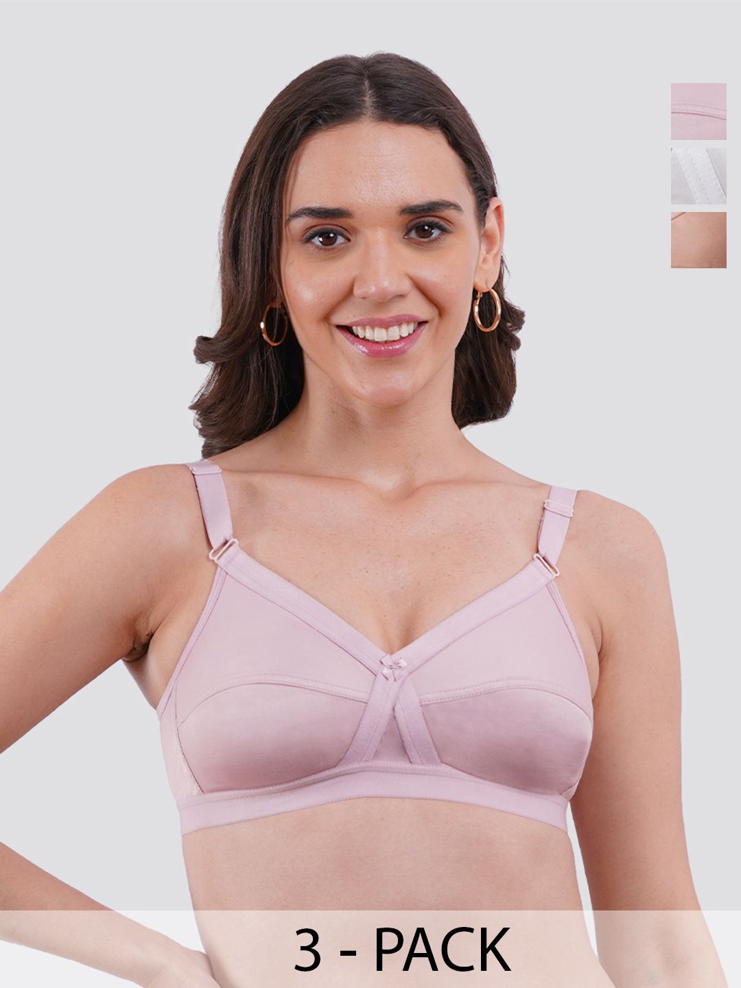 K LINGERIE Pack of 3 Cross Care Full Coverage Wirefree Minimizer Bra