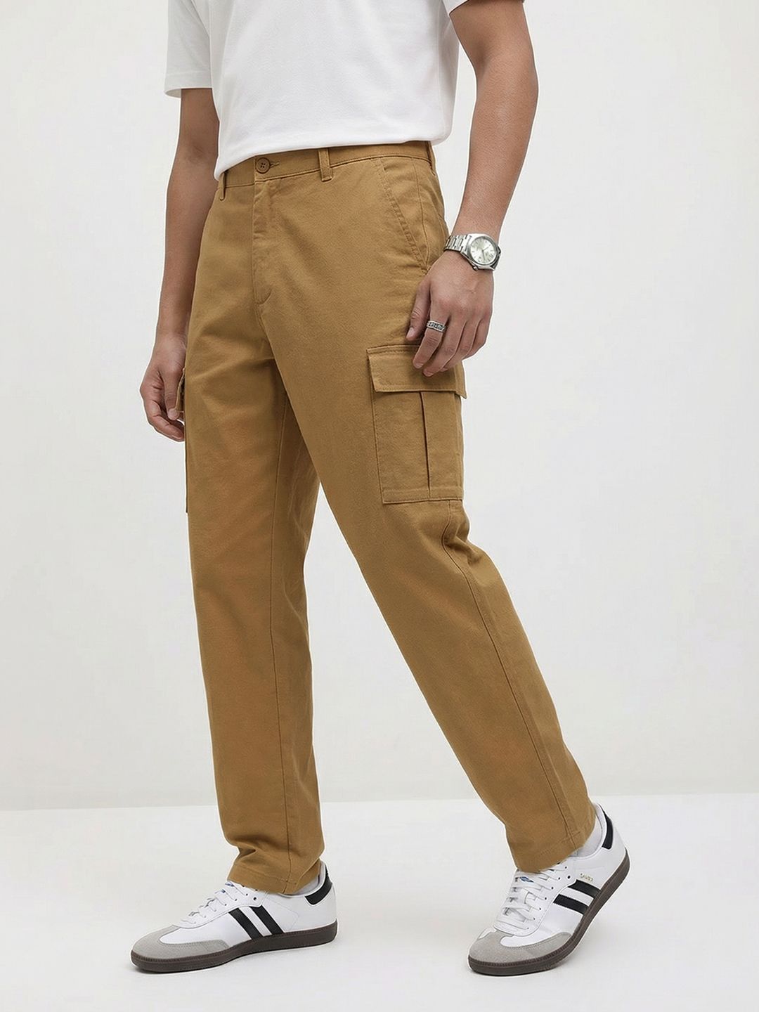 The Roadster Life Co. Men Relaxed Fit Cargo-Style Trousers