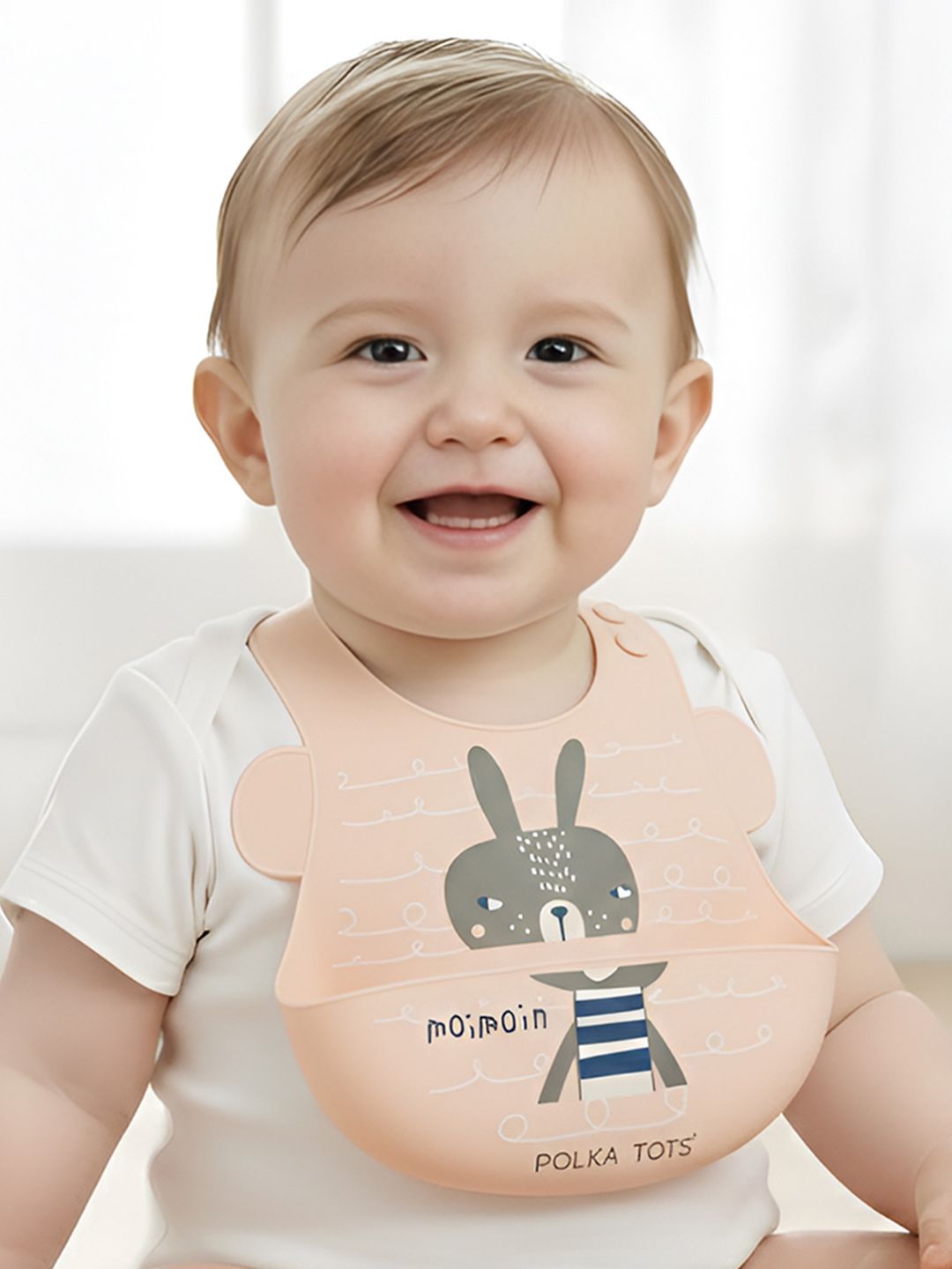 Polka Tots Kids Printed Waterproof Silicone Feeding Bibs